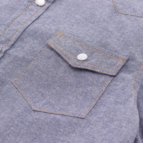 Spring&Gege Boys' Long Sleeve Chambray Shirt Western Cowboys Pearl Snap Button Down Shirts (5-14 Years) in Saudi Arabia