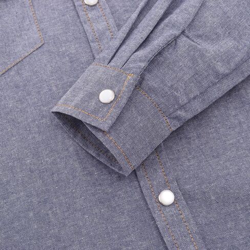 Spring&Gege Boys' Long Sleeve Chambray Shirt Western Cowboys Pearl Snap Button Down Shirts (5-14 Years) in Saudi Arabia