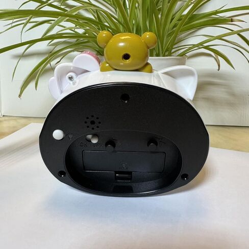 Cute Cat Alarm Clock, Kawaii Alarm Clock，Cartoon Cat Clock，Cute Clock，White with Pink Bow, Yellow Bear Topper, Kids Room Decor (White with Little Bear) in Saudi Arabia