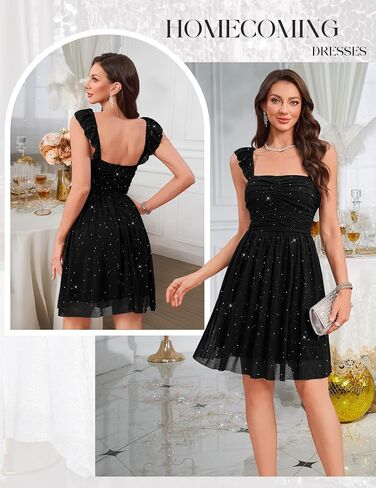Wedtrend Sparkly Homecoming Dresses for Teens 2025 Short Sequin Dresses Ruffle Strap 80s Dress in Saudi Arabia