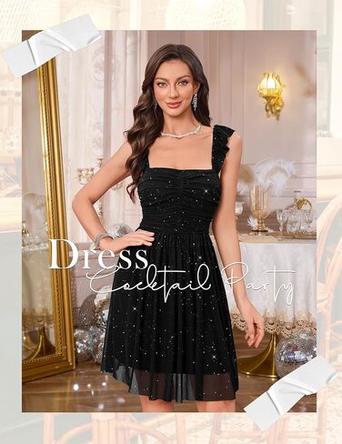 Wedtrend Sparkly Homecoming Dresses for Teens 2025 Short Sequin Dresses Ruffle Strap 80s Dress in Saudi Arabia