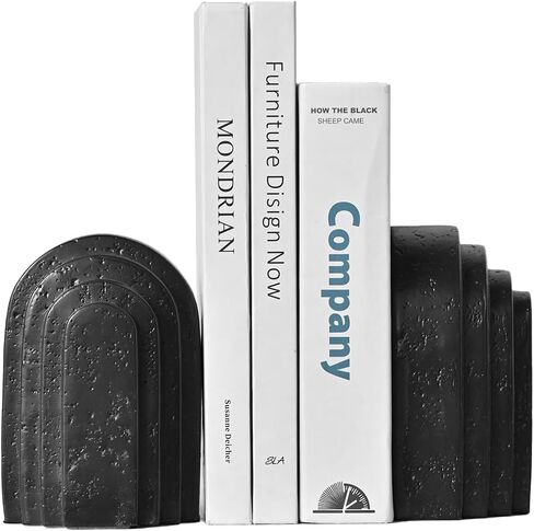 دفاتر مزخرفة للأرفف، مجموعة من 2 نهايات كتب للكتب الثقيلة، تصميم قوس متعدد الطبقات باللون الأبيض in Kuwait
