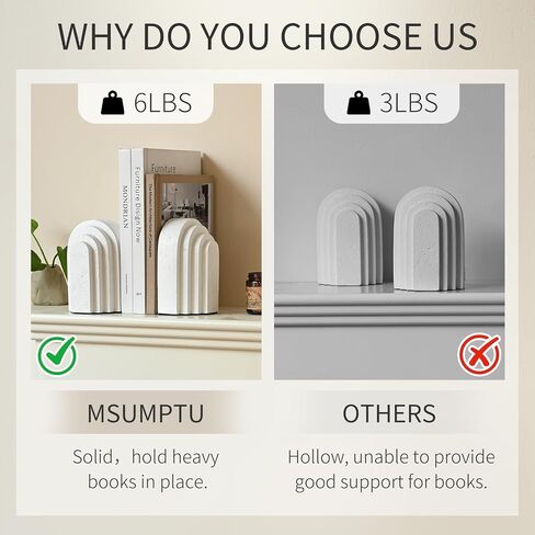 دفاتر مزخرفة للأرفف، مجموعة من 2 نهايات كتب للكتب الثقيلة، تصميم قوس متعدد الطبقات باللون الأبيض in Kuwait