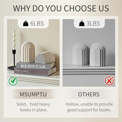 Decorative Bookends for Shelves, Set of 2 Book Ends for Heavy Books, Layered Arch Design White Bookend in Saudi Arabia