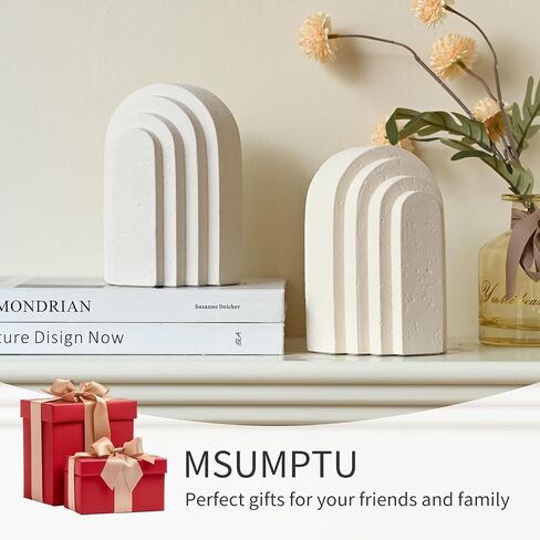 Decorative Bookends for Shelves, Set of 2 Book Ends for Heavy Books, Layered Arch Design White Bookend in Saudi Arabia