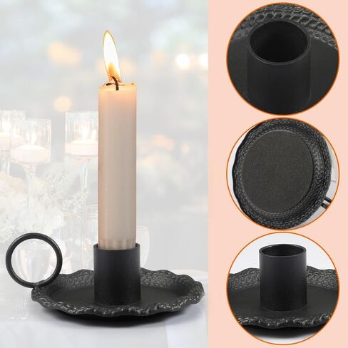 حاملات شموع، حاملات شموع مستدقة، حامل شموع رومانسي لقطعة الطاولة المركزية، واستقبال الزفاف، والاحتفالات، والكريسماس، وتزيين رف الموقد وديكور المنزل (عبوتان باللون الأسود) in Kuwait