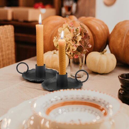 حاملات شموع، حاملات شموع مستدقة، حامل شموع رومانسي لقطعة الطاولة المركزية، واستقبال الزفاف، والاحتفالات، والكريسماس، وتزيين رف الموقد وديكور المنزل (عبوتان باللون الأسود) in Kuwait