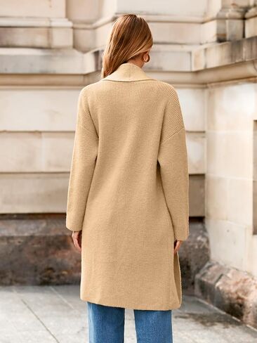 Simplee Womens Long Cardigan Sweaters Fall 2025 Thick Long Sleeve Lapel Collar Coatigan Open Front Oversized Chunky Coat in Saudi Arabia
