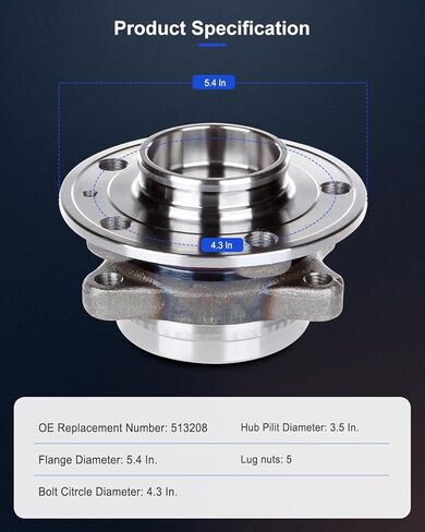 استبدال ECCPP لمحور محمل العجلة 513208 محور تجميع محور التجميع المحور الأمامي 5 العروات لفولفو XC90 2003 2004 2005 2006 2007 2008 2009 محمل المحور ومجموعة المحور in Saudi Arabia