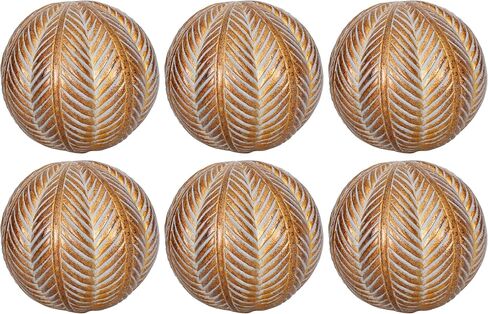 Decorative Resin Orbs, Balls, Spheres, Bowl Filler, Vase Filler 3.25 inch Set of 6 Pieces Antique Gold in Kuwait