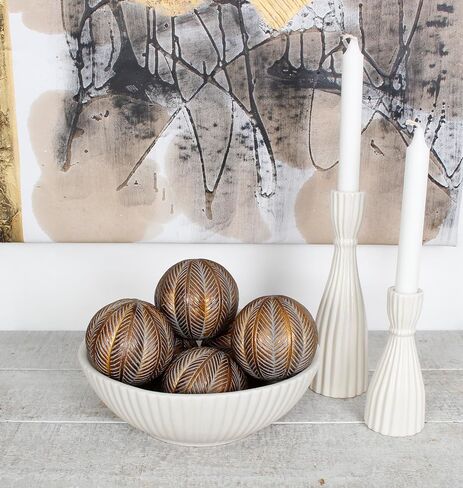 Decorative Resin Orbs, Balls, Spheres, Bowl Filler, Vase Filler 3.25 inch Set of 6 Pieces Antique Gold in Kuwait