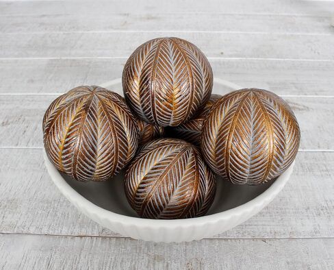 Decorative Resin Orbs, Balls, Spheres, Bowl Filler, Vase Filler 3.25 inch Set of 6 Pieces Antique Gold in Kuwait