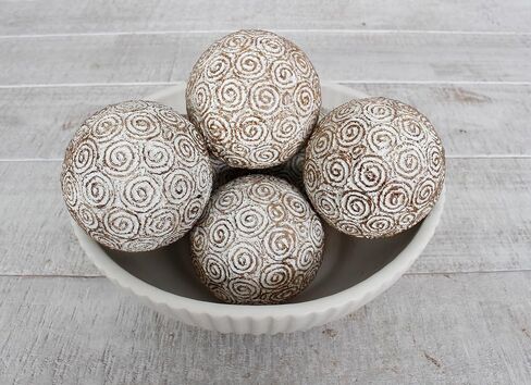 Decorative Resin Orbs, Balls, Spheres, Bowl Filler, Vase Filler 3.25 inch Set of 6 Pieces Antique Gold in Kuwait