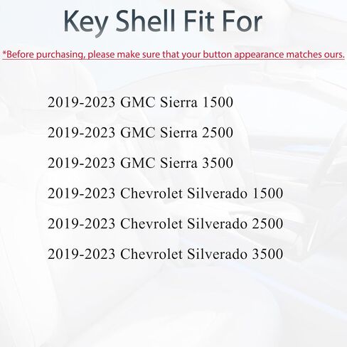 Key Fob Shell Case Replacement Fits for Chevy Silverado GMC Sierra 1500 2500HD 3500HD 2019 2020 2021 2022 2023 Keyless Entry Remote Control 5 Button Key Pad Cover in Saudi Arabia
