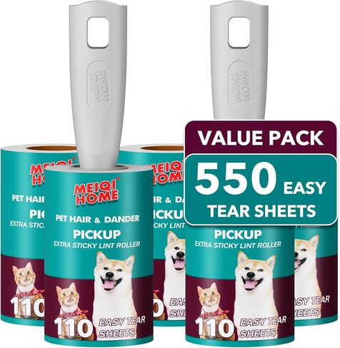 Lint Rollers for Pet Hair Extra Sticky, 660 Sheets Value Set Lint Roller with 3 Upgraded Handles, 6 Rollers Portable Pet Lint Remover for Clothes, Furniture, Carpet, Dog & Cat Hair Removal in Saudi Arabia