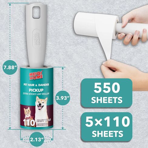 Lint Rollers for Pet Hair Extra Sticky, 660 Sheets Value Set Lint Roller with 3 Upgraded Handles, 6 Rollers Portable Pet Lint Remover for Clothes, Furniture, Carpet, Dog & Cat Hair Removal in Saudi Arabia