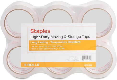 شريط PKing خفيف الوزن للحركة والتخزين 467951 من STAPLES، مقاس 1.88 بوصة × 54.6 ياردة شفاف، 6/RL in Saudi Arabia