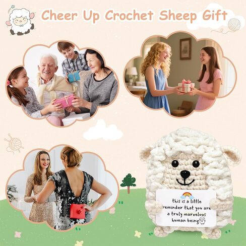 Inspirational Gifts for Women Men Teen - Coworker Employee Appreciation Gifts for Women Men, Handmade Positive Sheep Crochet Motivational Present for Mom Sister Daughter Friend Mentor Teacher in Kuwait