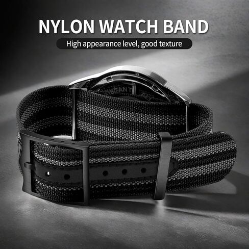 ULLCHRO Nylon Watch Strap 20mm 22mm Nylon Watch Band Replacement Single Pass Nato Strap Breathable Military Watch Bands for Men Soft Elastic Watch Straps in Kuwait