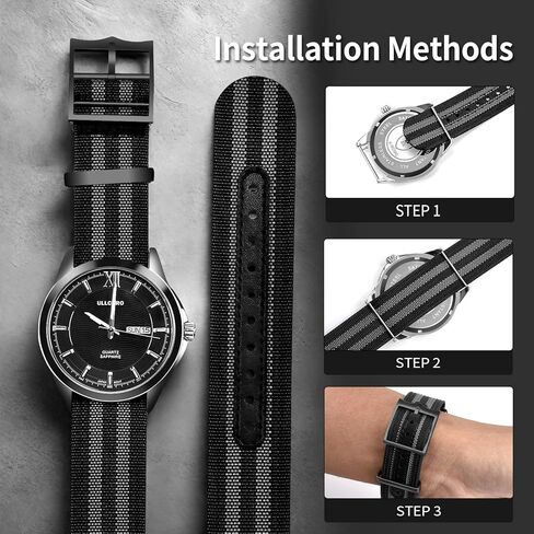 ULLCHRO Nylon Watch Strap 20mm 22mm Nylon Watch Band Replacement Single Pass Nato Strap Breathable Military Watch Bands for Men Soft Elastic Watch Straps in Kuwait