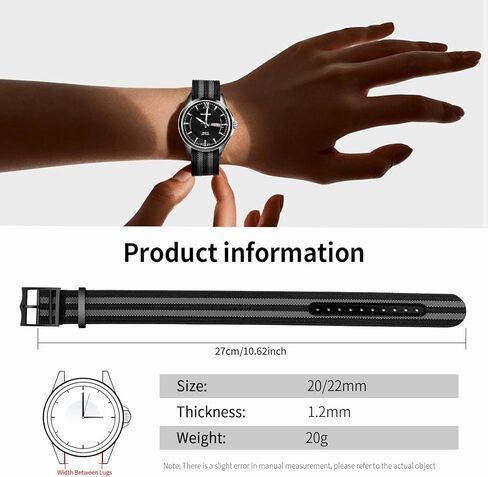 ULLCHRO Nylon Watch Strap 20mm 22mm Nylon Watch Band Replacement Single Pass Nato Strap Breathable Military Watch Bands for Men Soft Elastic Watch Straps in Kuwait