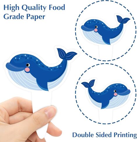 36PCS Ocean Cupcake Toppers - Under the Sea Realistic Sea Animal Cupcake Toppers Shark Cake Decorations for Ocean Theme Under the Sea Birthday Party Supplies in Saudi Arabia