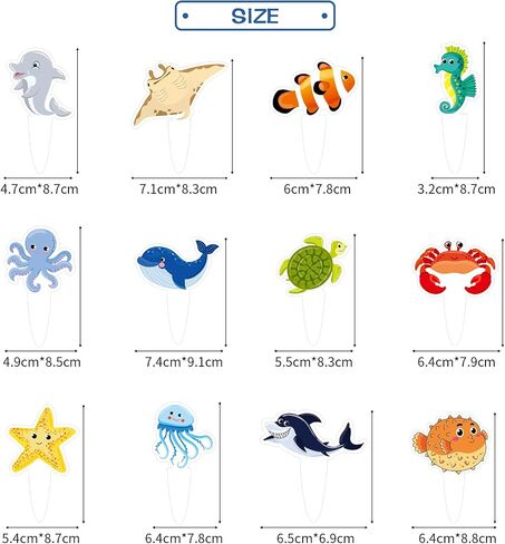 36PCS Ocean Cupcake Toppers - Under the Sea Realistic Sea Animal Cupcake Toppers Shark Cake Decorations for Ocean Theme Under the Sea Birthday Party Supplies in Saudi Arabia