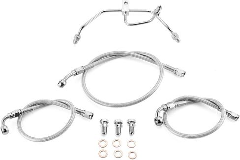 Mofun 52" Extended Length Hydraulic Front Brake Line Kit Stainless Steel Compatible with Harley Dyna Low Rider Fat Bob FXDF FXDFSE Non-ABS 2009-2017, Fit 16"-18" Handlebar Chrome in Saudi Arabia