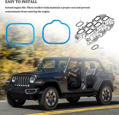 Intake Manifold Upper Lower Gasket Set, 5184562AC 5184331AC MS97204 Intake Plenum Gasket, Auto Interior Accessories Rubber Sealing Gaskets Plenum Kit Compatible with Dodge Chrysler Jeep Ram in Saudi Arabia