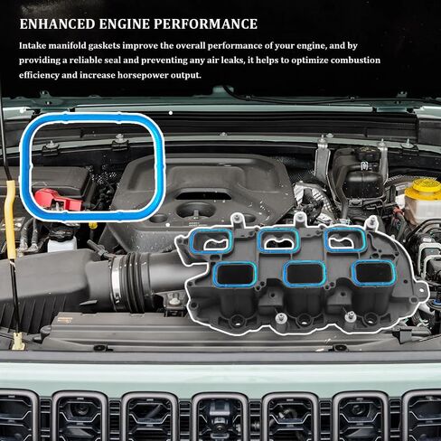 Intake Manifold Upper Lower Gasket Set, 5184562AC 5184331AC MS97204 Intake Plenum Gasket, Auto Interior Accessories Rubber Sealing Gaskets Plenum Kit Compatible with Dodge Chrysler Jeep Ram in Saudi Arabia