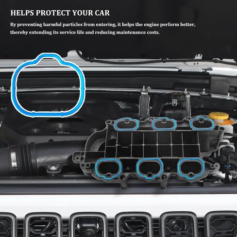 Intake Manifold Upper Lower Gasket Set, 5184562AC 5184331AC MS97204 Intake Plenum Gasket, Auto Interior Accessories Rubber Sealing Gaskets Plenum Kit Compatible with Dodge Chrysler Jeep Ram in Saudi Arabia