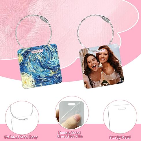 40 Pcs Metal Sublimation Luggage Tag Blanks Double Sided, Aluminum Sublimation Bag Tags with Stainless Steel Loop Suitcase Name Tag Luggage Labels Blank for DIY Craft Gifts Travel Sports Bags in Kuwait
