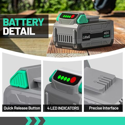 Litheli Battery Pack 40V, 2.5Ah Replacement Lithium Batteries, Only Fit for Litheli 40V Power Tools and Outdoor Power Equipment in Kuwait