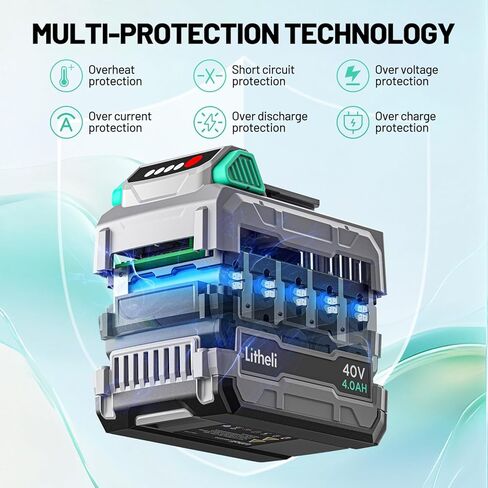 Litheli Battery Pack 40V, 2.5Ah Replacement Lithium Batteries, Only Fit for Litheli 40V Power Tools and Outdoor Power Equipment in Kuwait