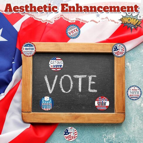Tenceur 2 Rolls/ 1000 Pcs Be a Voter Stickers 1.5 Inch Vote Stickers White Red Blue Round Self Adhesive Labels 8 Designs Patriotic Stickers for 2024 Election Party Decorations Voting Decorations in Saudi Arabia