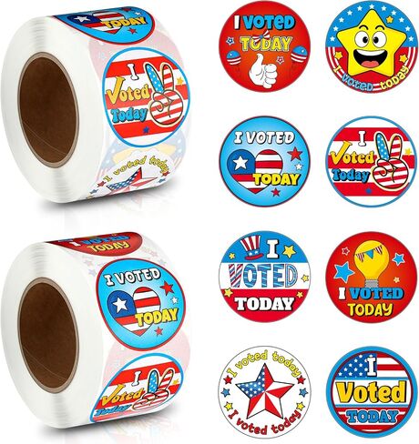 Tenceur 2 Rolls/ 1000 Pcs Be a Voter Stickers 1.5 Inch Vote Stickers White Red Blue Round Self Adhesive Labels 8 Designs Patriotic Stickers for 2024 Election Party Decorations Voting Decorations in Saudi Arabia