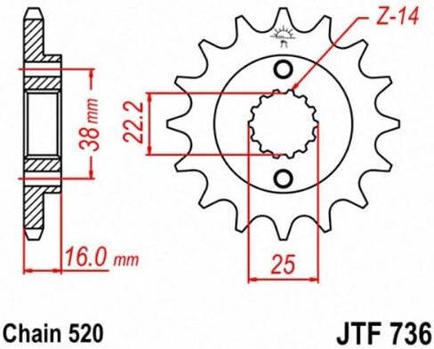 JT Sprockets JTF736.14 14T Steel Front Sprocket in Saudi Arabia