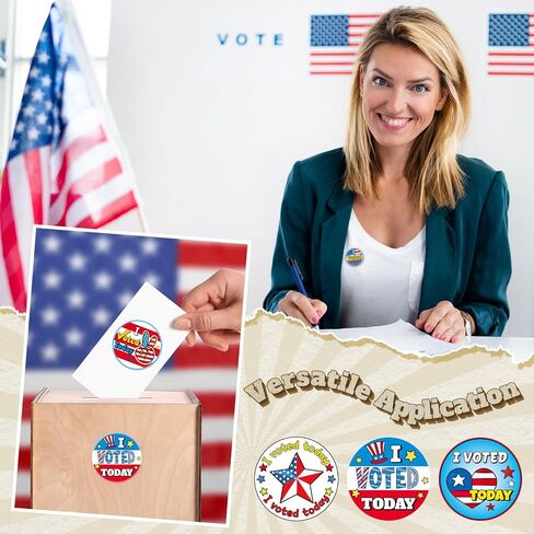 Tenceur 2 Rolls/ 1000 Pcs Be a Voter Stickers 1.5 Inch Vote Stickers White Red Blue Round Self Adhesive Labels 8 Designs Patriotic Stickers for 2024 Election Party Decorations Voting Decorations in Saudi Arabia