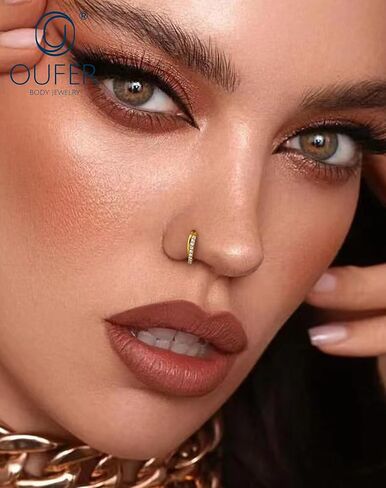 حلقات أنف من OUFER، 20 جرام حلقة أنف شفافة تشيكوسلوفاكيا مزدوجة، حلقات أنف مفصلية من الفولاذ الجراحي 316 لتر للنساء، القطر الداخلي 7 مم الغضروف هيليكس لوب تراغوس دايث أقراط in Kuwait