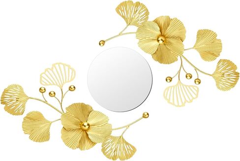 Tandefio 3 Pcs Metal Decorative Wall Mirrors for Living Room Metal Ginkgo Leaf Wall Mirror Modern Creative Wall Decor Wall Art Hanging Wall Decor Mirror for Entrance Bedroom Living Room in Saudi Arabia