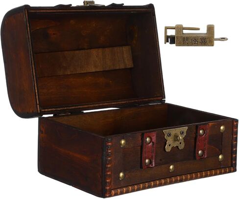 Small Lockable Keepsake Storage Case Decorative Antique Design for Home Jewelry Organizer Dark Brown Color in Saudi Arabia