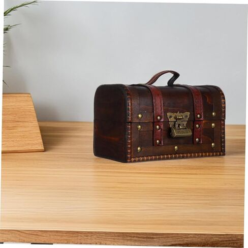 Small Lockable Keepsake Storage Case Decorative Antique Design for Home Jewelry Organizer Dark Brown Color in Saudi Arabia