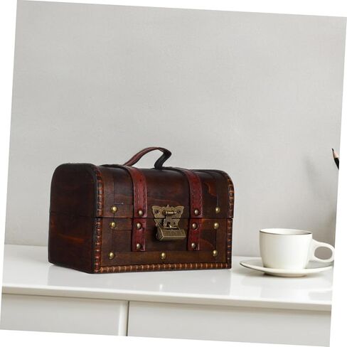Small Lockable Keepsake Storage Case Decorative Antique Design for Home Jewelry Organizer Dark Brown Color in Saudi Arabia