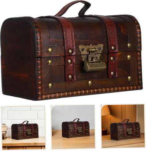 Small Lockable Keepsake Storage Case Decorative Antique Design for Home Jewelry Organizer Dark Brown Color in Saudi Arabia