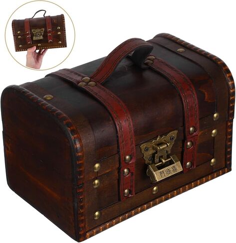 Small Lockable Keepsake Storage Case Decorative Antique Design for Home Jewelry Organizer Dark Brown Color in Saudi Arabia