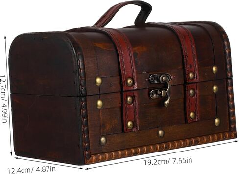 Cabilock Small Antique Storage Case with Lock Decorative Keepsake Holder for Jewelry Trinkets and Home Dark Brown Finish in Saudi Arabia