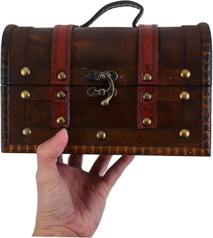Cabilock Small Antique Storage Case with Lock Decorative Keepsake Holder for Jewelry Trinkets and Home Dark Brown Finish in Saudi Arabia
