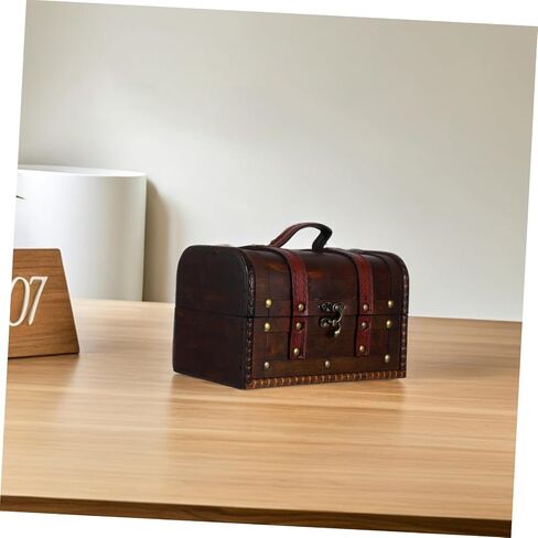 Cabilock Small Antique Storage Case with Lock Decorative Keepsake Holder for Jewelry Trinkets and Home Dark Brown Finish in Saudi Arabia