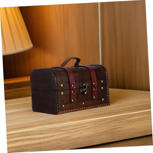 Cabilock Small Antique Storage Case with Lock Decorative Keepsake Holder for Jewelry Trinkets and Home Dark Brown Finish in Saudi Arabia