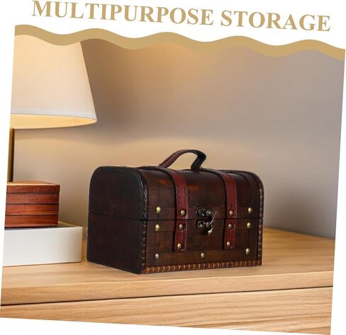 Cabilock Small Antique Storage Case with Lock Decorative Keepsake Holder for Jewelry Trinkets and Home Dark Brown Finish in Saudi Arabia